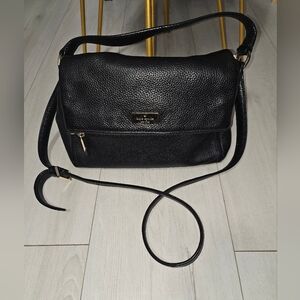 🖤 Kate Spade Fold Over Black Leather Crossbody Bag With Handle 🖤